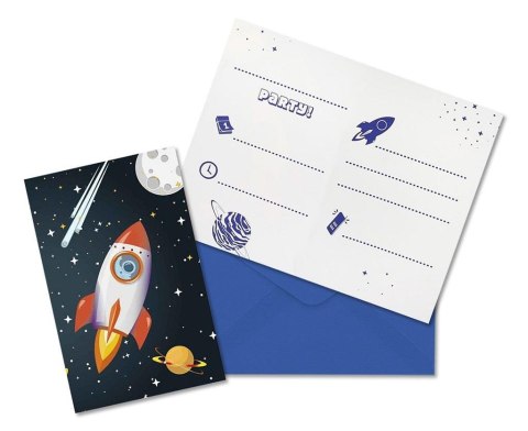 Zaproszenia z kopertami Rocket Space 6szt Zaproszenia z kopertami Rocket Space 6szt