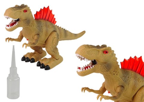 Dinozaur Zieje Ogniem Para Wodna Świeci Na Baterie Brązowy Dinozaur Zieje Ogniem Para Wodna Świeci Na Baterie Brązowy