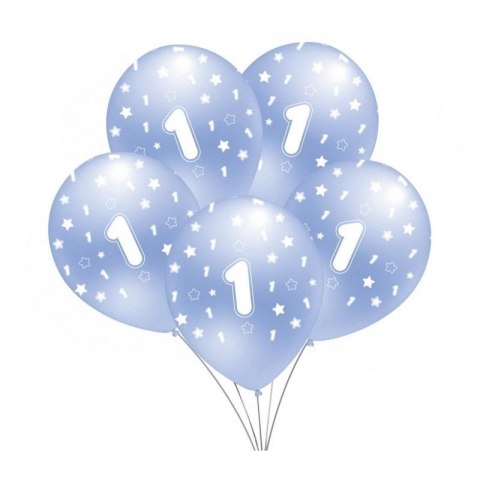 Balon 1 niebieski metalik 5szt Balon 1 niebieski metalik 5szt