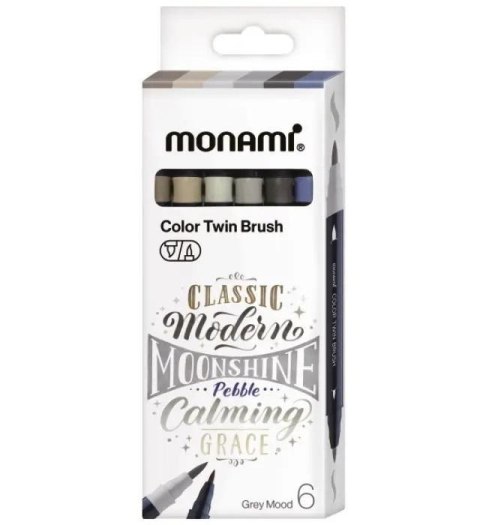 Dwustronne pisaki pędzelkowe 6kol grey MONAMI Dwustronne pisaki pędzelkowe 6kol grey MONAMI