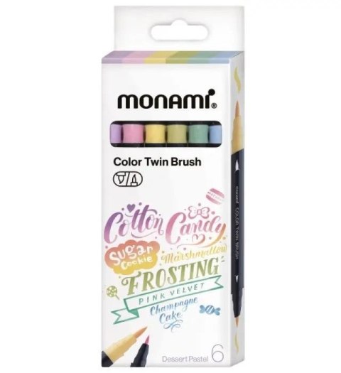 Dwustronne pisaki pędzelkowe 6kol pastel MONAMI Dwustronne pisaki pędzelkowe 6kol pastel MONAMI