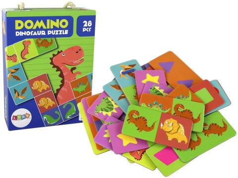 Gra Logiczna Puzzle Dwustronne Domino Dinozaury 10cm x 5cm 28 El. Gra Logiczna Puzzle Dwustronne Domino Dinozaury 10cm x 5cm 28 El.