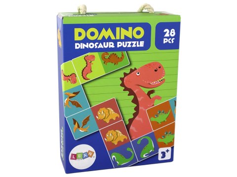 Gra Logiczna Puzzle Dwustronne Domino Dinozaury 10cm x 5cm 28 El. Gra Logiczna Puzzle Dwustronne Domino Dinozaury 10cm x 5cm 28 El.