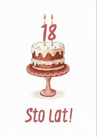 Karnet Urodziny - Tort 18