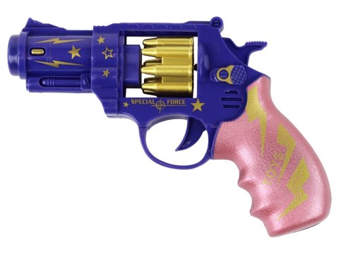 Pistolet Niebiesko - Różowy Revolver Broń Dźwięki Światła Pistolet Niebiesko - Różowy Revolver Broń Dźwięki Światła