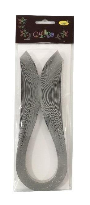 Paski do quillingu 10mmx50cm brokatowe srebrne 50s
