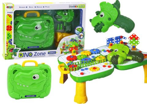 Walizka Stolik Zestaw DIY Układanka Klocki Dinozaur Wkrętarka 249 ele. Walizka Stolik Zestaw DIY Układanka Klocki Dinozaur Wkrętarka 249 ele.