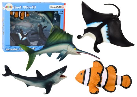 Zestaw Figurek Zwierząt Morskich Rekin Delfin Płaszczka 5 Sztuk Zestaw Figurek Zwierząt Morskich Rekin Delfin Płaszczka 5 Sztuk