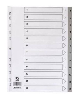 Przekładki A4 PP szare 12 kart