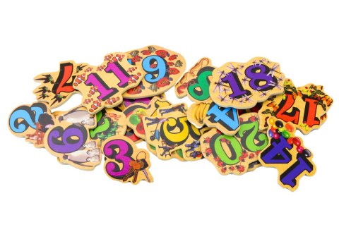 Zestaw Magnesy Drewniane Cyfry Obrazki 20 Sztuk Zestaw Magnesy Drewniane Cyfry Obrazki 20 Sztuk