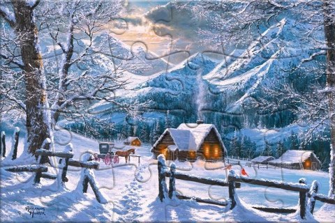 Puzzlowa kartka pocztowa Snowy Morning Puzzlowa kartka pocztowa Snowy Morning