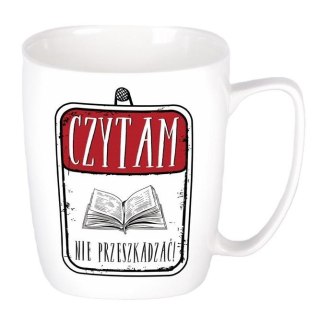 Kubek ceramiczny biały Czytam - nie przeszkadzać!