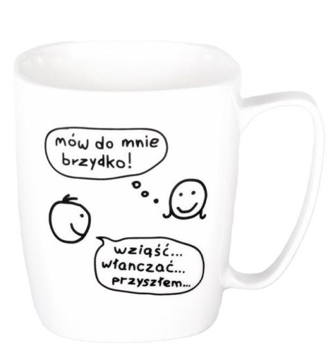 Kubek ceramiczny biały Mów do mnie brzydko
