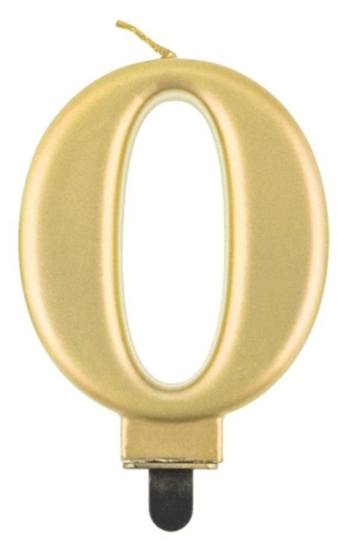 Świeczka cyferka 0 Beauty&Charm metalik złota 8cm Świeczka cyferka 0 Beauty&Charm metalik złota 8cm