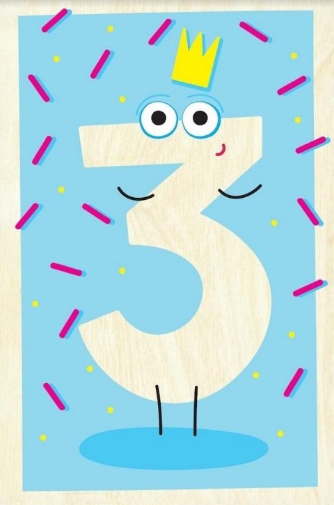 Drewniana kartka urodzinowa - Trzecie urodziny