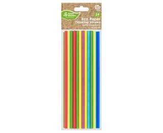Słomki papierowe tęczowy MIX 197x6mm 24szt