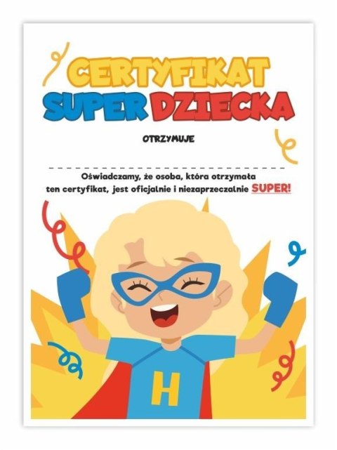 Certyfikat A4 Super Dziecka - Dziewycznka 10szt Certyfikat A4 Super Dziecka - Dziewycznka 10szt