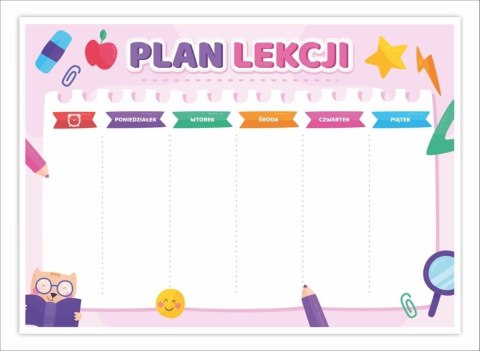 Plan lekcji A5 Kotek - różowy 5szt Plan lekcji A5 Kotek - różowy 5szt