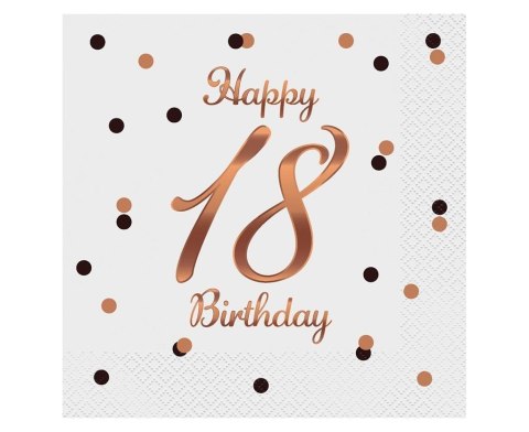 Serwetki Happy 18 Birthday białe 33x33cm 20szt Serwetki Happy 18 Birthday białe 33x33cm 20szt