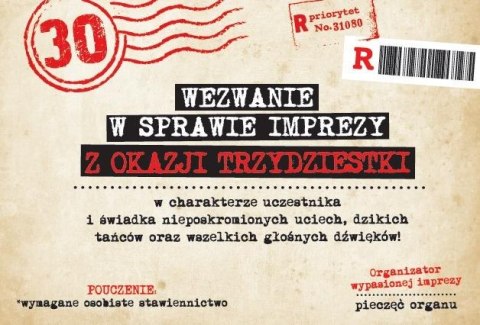 Zaproszenie Urodziny 30 ZA-105 (10szt.) Zaproszenie Urodziny 30 ZA-105 (10szt.)