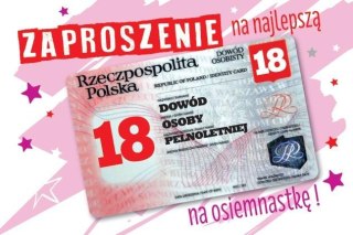 Zaproszenie Urodziny Osiemnastka ZA-99 (10szt.)