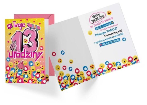 Karnet PR-335 Urodziny 13 dziewczynka Karnet PR-335 Urodziny 13 dziewczynka