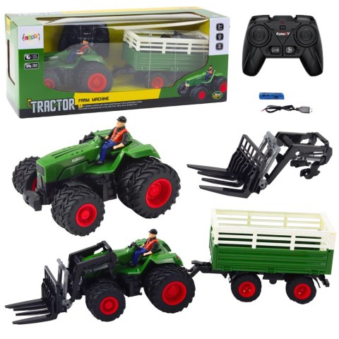 Traktor Rolniczy Z Przyczepą i Widłami Podwójne Koła Zdalnie Sterowany RC Traktor Rolniczy Z Przyczepą i Widłami Podwójne Koła Zdalnie Sterowany RC