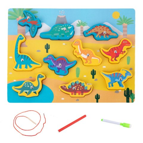 Układanka Drewniana Magnesy Sznurek Do Przeplatania Dinozaury Układanka Drewniana Magnesy Sznurek Do Przeplatania Dinozaury
