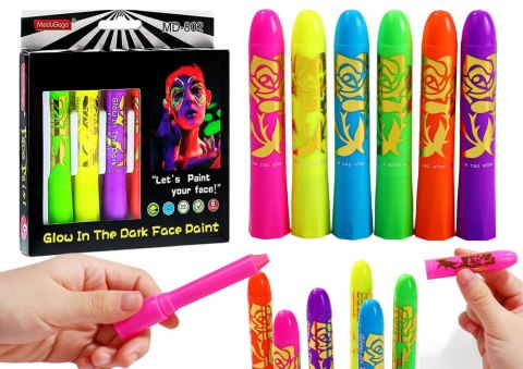 Zestaw Do Malowania Twarzy Pisaki Kredki Neonowe Fluorescencyjne 6szt Zestaw Do Malowania Twarzy Pisaki Kredki Neonowe Fluorescencyjne 6szt