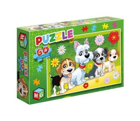 Puzzle 60 Pieski kwiatki