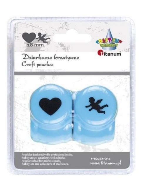 Zestaw dziurkaczy 18mm motyw serce, amorek 2szt Zestaw dziurkaczy 18mm motyw serce, amorek 2szt