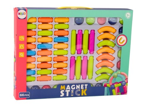 Zestaw Klocków Magnetycznych Konstrukcyjne 66El Kolorowe Zestaw Klocków Magnetycznych Konstrukcyjne 66El Kolorowe