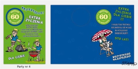 Karnet Party naklejany B6+koperta Urodziny 60 wz04 Karnet Party naklejany B6+koperta Urodziny 60 wz04