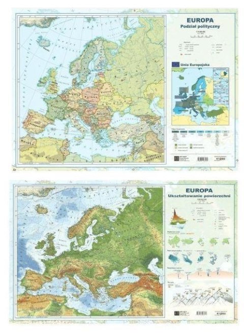 Mapa Europy A2 Dwustronna ścienna ART-MAP Mapa Europy A2 Dwustronna ścienna ART-MAP