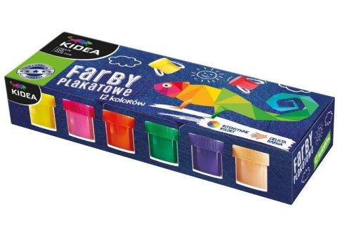 Farby plakatowe 12 kolorów x 20ml KIDEA Farby plakatowe 12 kolorów x 20ml KIDEA