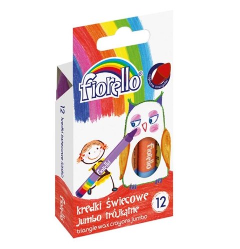 Kredki świecowe trójkątne Jumbo12 kolorów FIORELLO