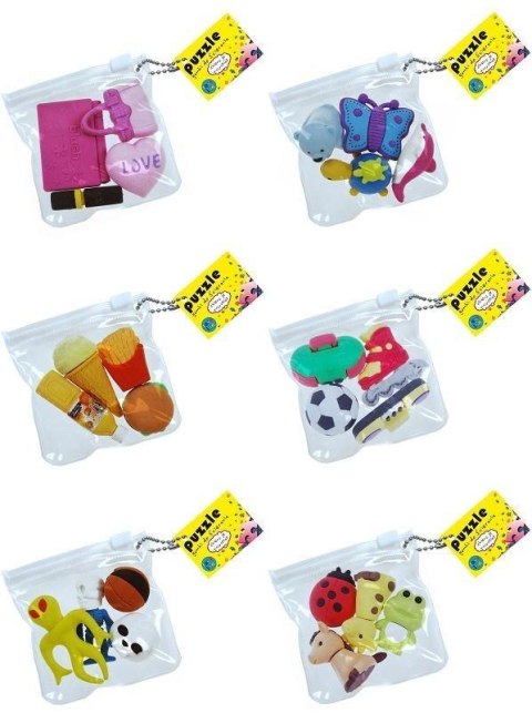 Gumki do Ścierania Puzzle 4 szt. MIX STnux Gumki do Ścierania Puzzle 4 szt. MIX STnux