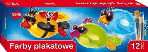 Farby plakatowe 12 kolorów 20ml MONA Farby plakatowe 12 kolorów 20ml MONA