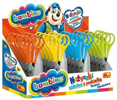 Nożyczki szkolne z podziałką (24szt) BAMBINO