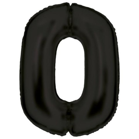 Balon foliowy cyfra 0 satynowa czarna 86cm Balon foliowy cyfra 0 satynowa czarna 86cm