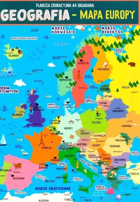 Karta edu składana j. geografia - Europa A4 Karta edu składana j. geografia - Europa A4