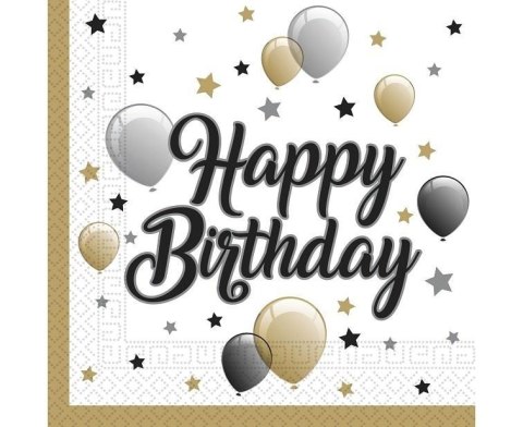Serwetki papierowe Happy Birthday 33x33 20szt Serwetki papierowe Happy Birthday 33x33 20szt