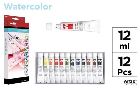 Farba akwarelowa 12ml 12 kolorów