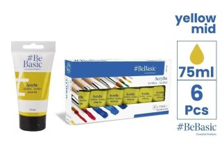 Farba akrylowa - czysty żółty 75ml (6szt)