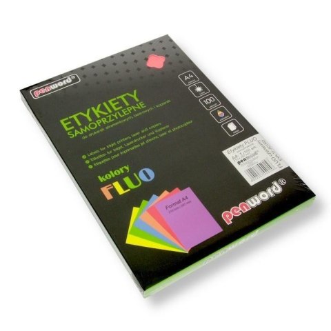Etykiety samoprzylepne A4 fluo czerwone 100ark