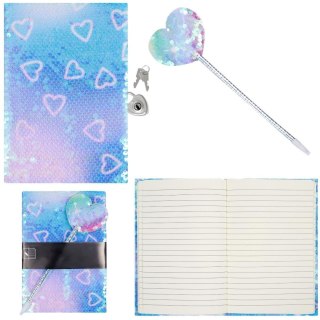 Pamiętnik cekiny serca z długopisem