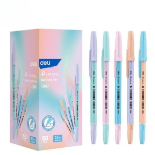 Długopis kulkowy 0,7mm pastel nieb (50szt) DELI