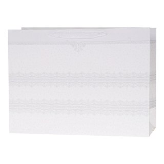 Torebka Lux 55x40x20cm brokat biała ROZETTE