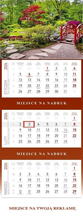 Kalendarz 2026 Trójdzielny Ogród
