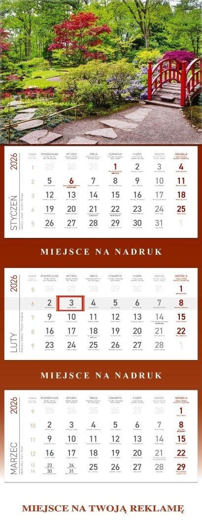 Kalendarz 2026 Trójdzielny Ogród